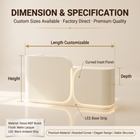 Bureau de réception incurvé de style crème moderne Qianhao, panneau rainuré en MDF personnalisé, base LED, salon, spa