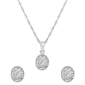Conjunto de Collar con Colgante de Lágrima y Aretes de Plata con Circonitas Cúbicas Estilo Diamante Americano para Mujer, Joyería de Plata para Boda - Product Image 2