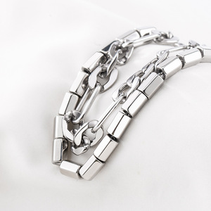 yunnique Men's <b>Titanium</b> Steel Spliced NK <b>Chain</b> Bracelet Geometric Punk Style Motorcycle Fashion Jewelry - Product Image 2