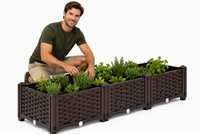 Jardinière surélevée en rotin tressé avec bouchon de drainage et pieds en PP pour légumes, fruits et fleurs, utilisation extérieure
