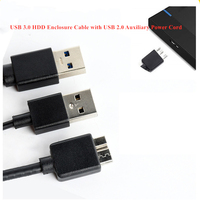 Kabel USB 3.0 Micro-B Y, Kabel Enclosure HDD dengan Kabel Daya Tambahan USB2.0 untuk Hard Disk 2.5"
