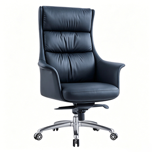 Silla Ejecutiva de Cuero Genuino con Respaldo Alto, Respaldo Reclinable Segmentado y Ajuste de Altura - Product Image 5