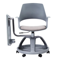 Chaise d'école en plastique avec accoudoir pivotant à 360° et tablette d'écriture, mobilier scolaire de luxe pour salle de classe, chaises réglables en hauteur