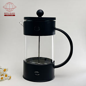 Cafetière française écologique brise-thé en verre avec tasse à main filtre à pression pour café et thé - Product Image 1