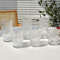 Ensemble de verres à boire hauts vintage gaufrés 340 ml, verres highball, compatibles lave-vaisselle, empilables, esthétiques, pour cocktails et bar