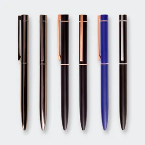 TTX Design Luxury Custom Logo Hotel Promotional Pen Matte Black Matte OEM Metal Ballpoint Pen With Gold Clip