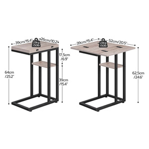 Có thể gập lại hình chữ C bảng phụ với kệ lưu trữ tiết kiệm không gian kim loại & gỗ cuối bảng cho phòng khách/phòng ngủ/tổ chức khách sạn - Product Image 6