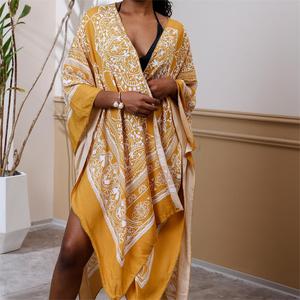 Printed <strong>Beach</strong> Cardigan Cover up Women Bikini Cover up Factory Directly Retro Color Loose <strong>Coat</strong> 2025 - Product Image 1