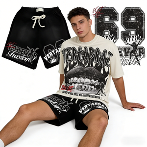 Ensemble 2 pièces homme personnalisé avec logo imprimé, t-shirt et short graphiques, survêtement d'été pour hommes – Vente en gros - Product Image 2