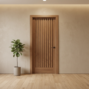 Puerta Interior de Madera con Listones y Detalles Decorativos de Diseño Exclusivo para el Hogar - Product Image 3
