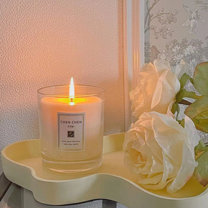 Cire de soja blanche décorative personnalisée, pot en verre givré, thé vert, parfum, bougie à mèche en bois - Product Image 2