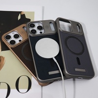 Étui de téléphone magnétique en cuir PC coloré de luxe avec grille pour iPhone 17 16 15 Pro Max 17 Air, protection compatible avec la recharge sans fil