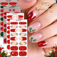 Autocollants pour ongles en gel semi-durcis non toxiques RTS, 16 embouts, motifs Noël, Père Noël, canne à sucre, églantier, paillettes, pour fêtes de fin d'année