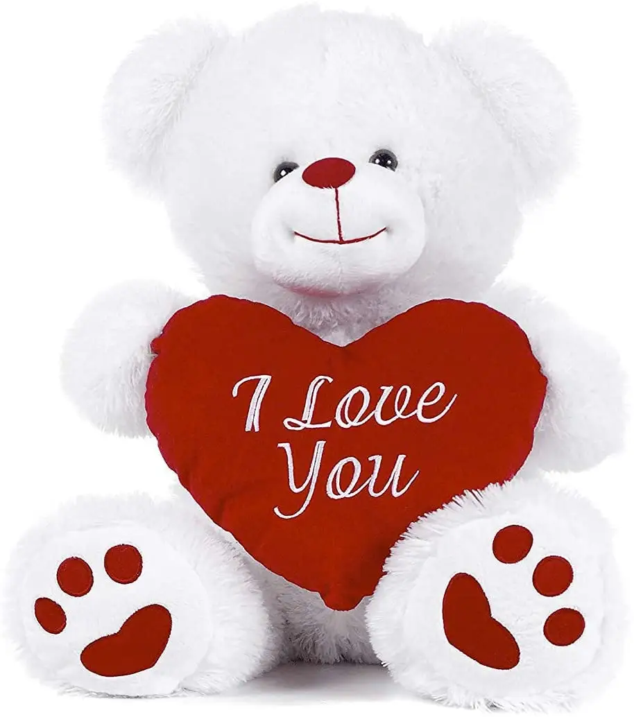 Penjualan Terbaik 25Cm Boneka Hewan Valentine Hewan Beruang Teddy Putih Mainan Kustom Putih Lucu Aku Cinta Kamu Tulis Di Atasnya