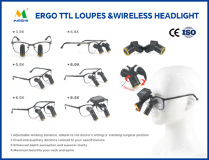 Loupe dentaire ergonomique 3.0x TTL 45 degrés Nanchang Loupes Dentista, distance de travail graduée, loupe médicale dentaire Képlérienne ergonomique - Product Image 2