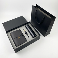 Ensemble cadeau d'affaires haut de gamme avec logo personnalisé, carnet en cuir, carnet de notes, stylo, gourde isotherme et sac cadeau