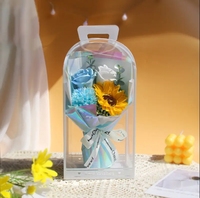 Buket Bunga Awet untuk Hadiah Hari Valentine 2025 dengan Sumber Cahaya LED, Tas PVC 10*13*29CM, untuk Perayaan Hari Ibu dan Ulang Tahun