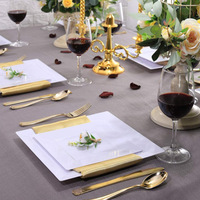 Assiettes jetables carrées blanches, assiettes de fête en plastique robustes pour Thanksgiving de Noël