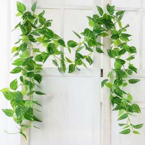 ใบไม้และกิ่งไม้ปลอมขายส่ง พืชสีเขียว เถาวัลย์ใบไม้สีเขียวและไม้เลื้อย เถาวัลย์ดอกไม้ประดิษฐ์ - Product Image 4