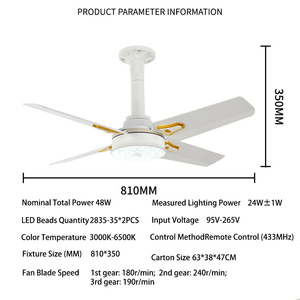 Ventilatore da Soffitto <span class=keywords><strong>LED</strong></span> Moderno da 32 Pollici con Telecomando, Motore DC Silenzioso, Dimmerabile, Attacco E27, 4 Pale in ABS per Camera da Letto e Sala da Pranzo - Product Image 3
