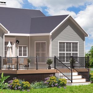 Moderne 2.56 pouces X 2.56 pouces X 39 pouces en aluminium pont garde-corps poteau vis noir texturé résistant à l'eau extérieur porche Villa - Product Image 1