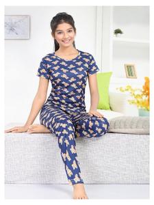 Pyjama imprimé pour filles, ensemble deux pièces à col rond, vêtements de nuit élégants pour enfants, tenue décontractée pour la détente avant le coucher, vente en gros - Product Image 5