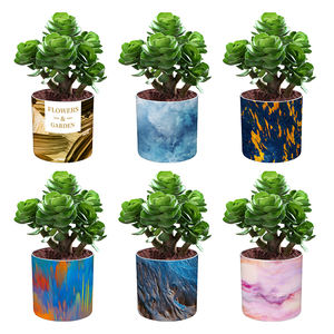 Ins – Pot de fleurs rond en plastique, peinture à l'huile, <span class=keywords><strong>aquarelle</strong></span> artistique, Simulation de maison, de bureau, Pot de fleurs décoratif - Product Image 1