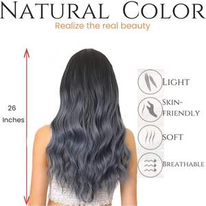 <span class=keywords><strong>Peluca</strong></span> Larga Rizada Ondulada Sintética Moderna Transparente <span class=keywords><strong>Gris</strong></span> y Azul, Resistente al Calor y Transpirable, <span class=keywords><strong>con</strong></span> Flequillo, para Mujer, Disfraz de Halloween y Cosplay - Product Image 4