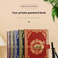 Carnet de planification créatif rétro A5, journal en cuir épaissi avec serrure thermique et mot de passe, papeterie professionnelle imprimée pour l'école