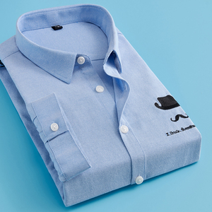 Camicie Oxford ricamate alla moda con bottoni bianchi da uomo <span class=keywords><strong>3</strong></span>/ <span class=keywords><strong>4</strong></span> manica corta 60 cotone 40 poliestere cs40 - Product Image 2