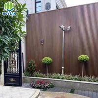 HOYEAH 21926 3D gaufré grain de bois wpc revêtement mural extérieur panneau de façade composite en bois cannelé
