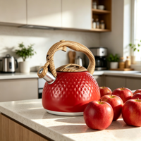 Théière en acier inoxydable de qualité alimentaire, bouilloire sifflante avec fond à induction pour tous les types de cuisinières
