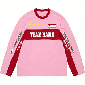 Camiseta de manga larga para hombre con bloques de color, paneles laterales de malla, <span class=keywords><strong>nombre</strong></span> de equipo personalizado, cuello redondo, transpirable, ajuste holgado, estilo casual urbano, ODM OEM - Product Image 1