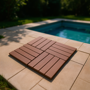 Baldosas de Plástico Entrelazadas Cuadradas Marrones de 12x12, Resistentes al Agua, para Exteriores, Patio, Uso en Todo Tipo de Clima, Junto a la Piscina - Product Image 2