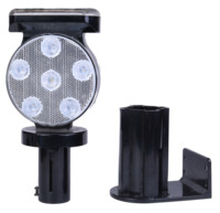Feux de signalisation solaires clignotants OWLEYE 12 LED avec support de montage SWLN12, poteau de barrière, portée visuelle de 800 m, matériau PC/ABS