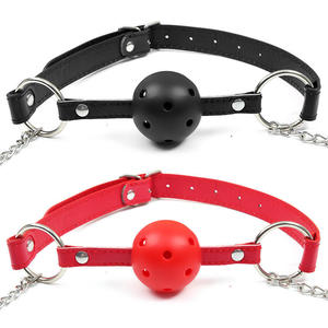 BDSM - Mordaza de Bola Ajustable con Correa de PVC, Mordaza Negra Transpirable para la Boca, Juguete de Bondage para Adultos, Juego de Roles Dominante y Súbdito para Parejas - Product Image 1
