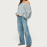 Jeans de Mujer de Alta Gama Estilo Y2K, Corte Holgado, Azul Medio/Azul Claro, para Primavera/Verano 2026, Cintura Baja, Pierna Recta