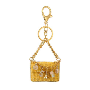 Mini sac chic en tweed avec porte-clés, breloque de luxe inspirée de <span class=keywords><strong>Paris</strong></span> avec strass numéro 5 et breloques Tour Eiffel, accessoire de sac mignon - Product Image 6