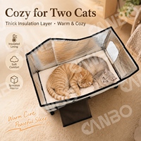 Maison pour chat d'extérieur, abri isolé surélevé pour chats errants avec coussin chaud amovible