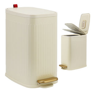 Poubelle à pédale côtelée rétro pour salle de bain avec <span class=keywords><strong>filtre</strong></span> anti-odeurs, couvercle à fermeture douce et seau intérieur amovible, poubelles pour cuisine et intérieur - Product Image 1