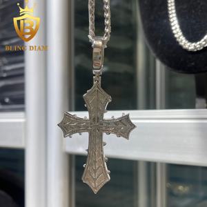 Collier pour homme Wuzhou Blingdiam Jewelry Hip Hop avec pendentif en forme de croix et de crâne, en argent sterling 925 avec moissanite VVS - Product Image 6