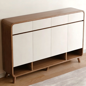 Étagère à chaussures en bois de style moderne sur mesure, épaisseur 15 mm, armoire de rangement multi-niveaux pour entrée, avec 5 étagères, durable - Product Image 2