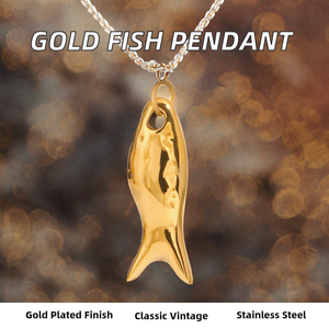 Pendentif Poisson Or en Acier Inoxydable Plaqué Or, Breloque Vintage Thème Animal, Bijou Unisexe - Product Image 2