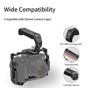 Top Handle Quick Release Handgrip for <strong>Camera</strong> Cage Rig 3/8" ARRI Locating Pins Black Lightweight Wood Aluminum Alloy Handle <strong>Grip</strong> - Product Image 2