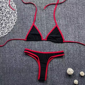 Ensemble de maillot de bain <span class=keywords><strong>bikini</strong></span> 2 pièces <span class=keywords><strong>ultra</strong></span>-léger pour femmes avec micro-soutien-gorge à bretelles transparentes et string - Product Image 4