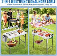 Table de camping extérieure pliante en plastique nouvellement conçue deux éviers pour le camping de pêche