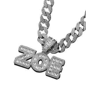 Pendentif Hip Hop pour Homme, Lettre <span class=keywords><strong>ZOE</strong></span> en Diamant Carré Effet Sucre, Bijou de Collier Cubain Hip Hop au Style Unique - Product Image 5