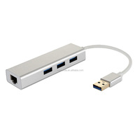 Adaptador de red LAN USB 3,1 tipo C a RJ45, Gigabit, Ethernet, con 3 puertos, USB 3,0 Hub de 100mbps/1000mbps