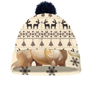 <span class=keywords><strong>Bonnet</strong></span> en tricot avec pompon pour adulte, cadeau de Noël, vente en gros, <span class=keywords><strong>bonnet</strong></span> personnalisé avec motif de <span class=keywords><strong>cheval</strong></span> et de renne de Noël - Product Image 6