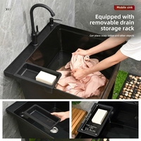 Évier de Lavage en Plastique de Luxe au Design Moderne avec Planche de Rangement, Multifonctionnel, Pratique pour Utilisation Extérieure, Prix Usine